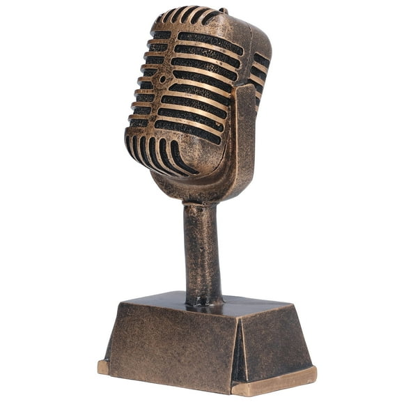 TKSE Trophée de Microphone, Trophée de Récompense de Musique Ornement de Table de Microphone Décoratif en Résine Synthétique pour Concours de Chant à la Maison