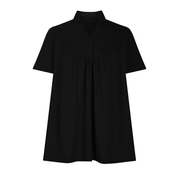 Harpily Shirts for Women Womens Summer Daily Casual V Neck Shirts Short Sleeve Tops Blouses Loose Fit Shirt