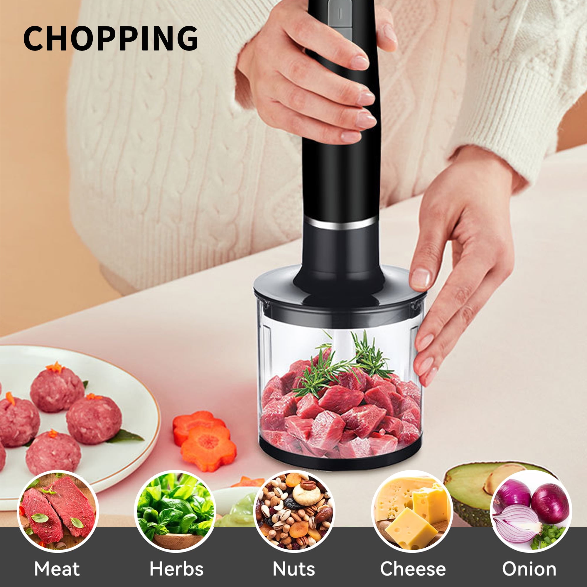 KitGody Immersion Blender,5-In-1 Portable Blender Stick Mixer for Milkshake Puree Smoothie Food