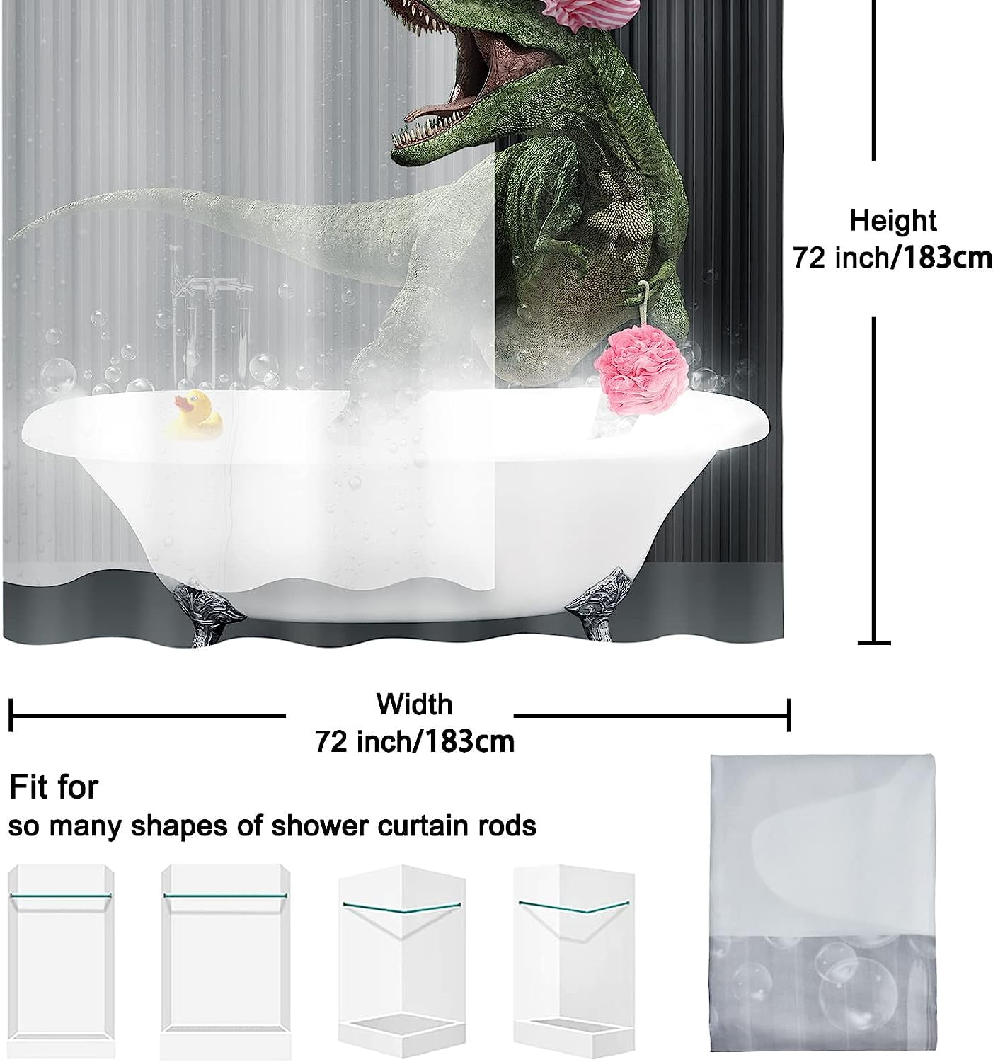  Kuizee Shower Curtain Bathroom Bathtubs Bath Waterproof  ﻿Cartoon Pterodactyl Pteranodon Flying Prehistoric Reptile Curtains Fabric  Decor Easy Install with 12 Hooks,66×72Inch : Home & Kitchen