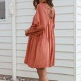 thumbnail image 4 of qolati Summer Dresses for Women 2025 Long Sleeve Beach Mini Dresses Loose Fit Square Neck Casual Flowy A Line Short Dress Spring Outfits, 4 of 6