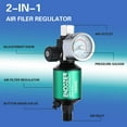 thumbnail image 2 of ENDOZER 1/4" NPT Inlet and Outlet Air Compressor Water Separator Clean Dry Air, with Drain Valve and Pressure Regulator for Spray Gun, 2 of 8