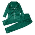 thumbnail image 3 of NMMUED Family Christmas Pajamas Matching Sets Family Outfits Matching Sets Silk Pajamas Christmas Gifts Satin Pajamas Family Pajamas Matching Sets 2 Piece Lounge Set Green XL, 3 of 7