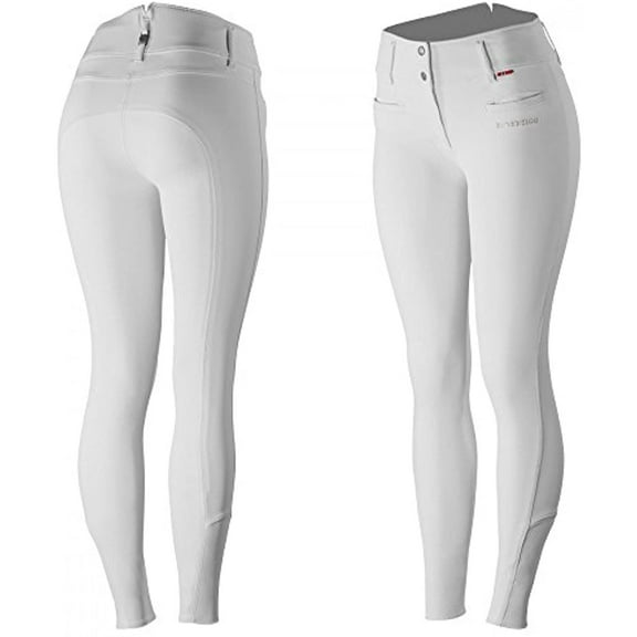 B Vertigo Tiffany Women's Silicone Full Seat Breeches -Bright White - US 28
