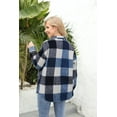 thumbnail image 5 of ONLYSHE Women Shacket Jacket Blouse with Pockets Flannel Plaid Top Shirt Coat Lapel Long Sleeve Tartan Outerwear, 5 of 8