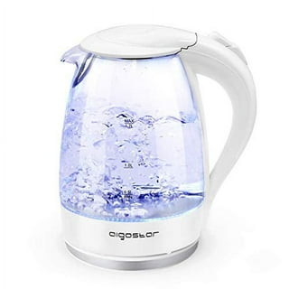Electric Kettle with Glas,1.8L 110V 1100W Electric Kettle Stainless Steel Borosilicate Glass Blue Light