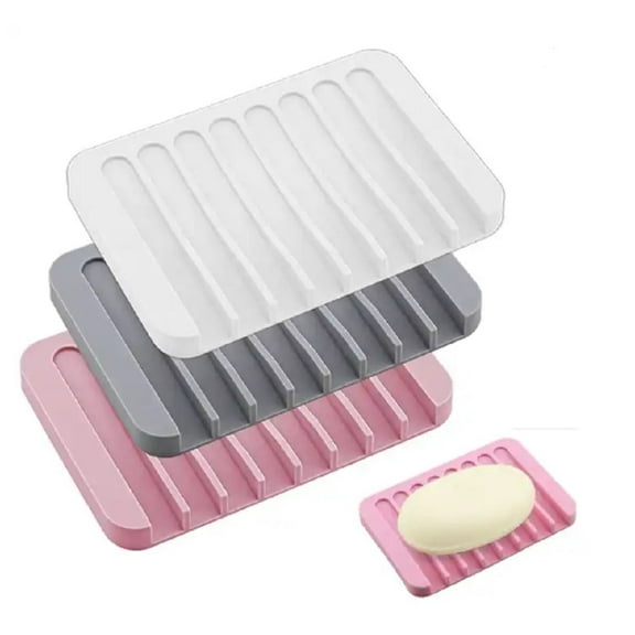 3-Pack Silicone Self-Draining Soap Dishes – Durable Bathroom Soap Holders with Draining Trays TIKA