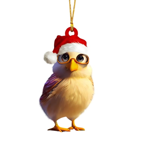 Cute Chicken Coop Farm Christmas Tree Decoration Ornament, 2D Flat Hanging Pendant for Holiday Decor, Versatile Gift for Family and Friends, Festive Home Decor