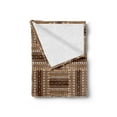 thumbnail image 2 of Traditional Soft Flannel Fleece Throw Blanket, Ornamental in Earth Tones Folk Bohemian Geometric Influences, Cozy Plush for Indoor and Outdoor Use, 60" x 80", Brown Caramel, by Ambesonne, 2 of 5