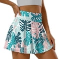 thumbnail image 3 of Xoenoiee Tropical Monstera Palm Leaves Print Pleated Tennis Skirts for Women with Shorts Lightweight Athletic Skorts High Waisted Golf Skirts for Running, L, 3 of 6