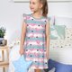 thumbnail image 4 of Fotbe Flamingo1 Vestido de Dormir para Niñas de 3 a 10 Años, Mangas Cortas, Estilo Princesa, Pijama Camisón con Mangas Voladas-Medium, 4 of 6