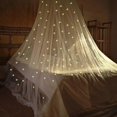 thumbnail image 1 of Bed Canopy Mesh Netting with Fluorescent Stars Glow in Dark Hanging Bed Dome Canopy Easy Installation Hanging for Single to King Size Beds (White), 1 of 4
