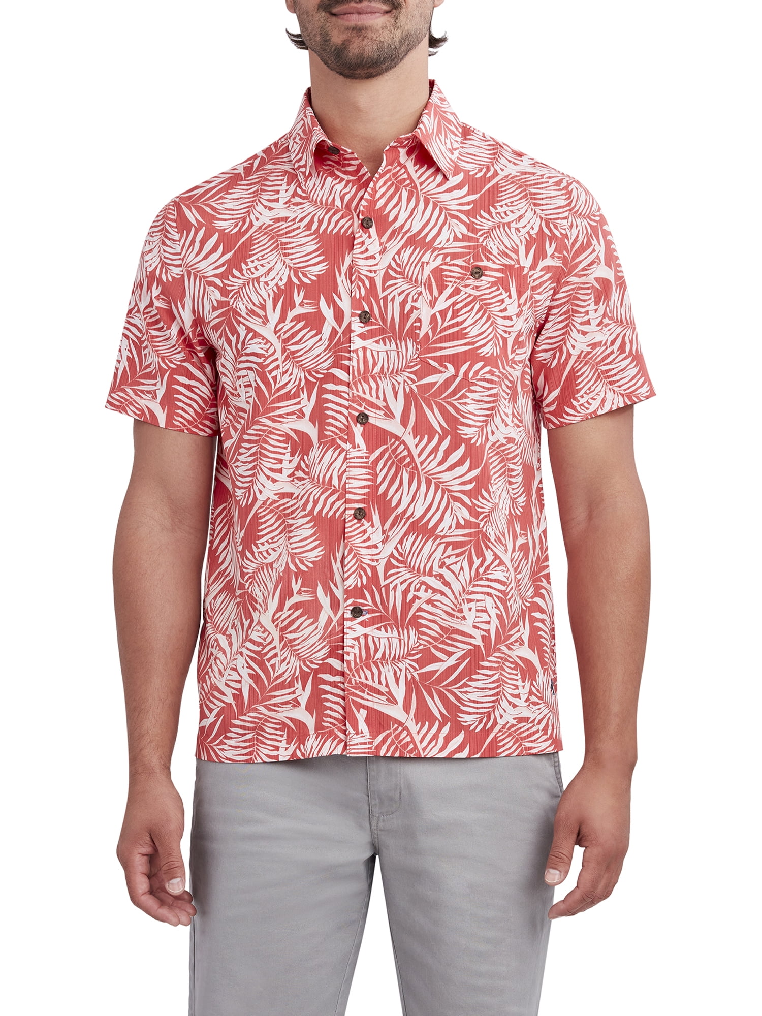Caribbean Joe Mens Slim Fit Short Sleeve Button Up Tonal Rayon Hawaiian Shirt Caribbean Joe Mens Slim Fit Short Sleeve Button Up Tonal Rayon Hawaiian Shirt