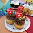thumbnail image 4 of Lifeguard Red and White Cupcake Picks Toppers Decoration Set of 6, 4 of 6