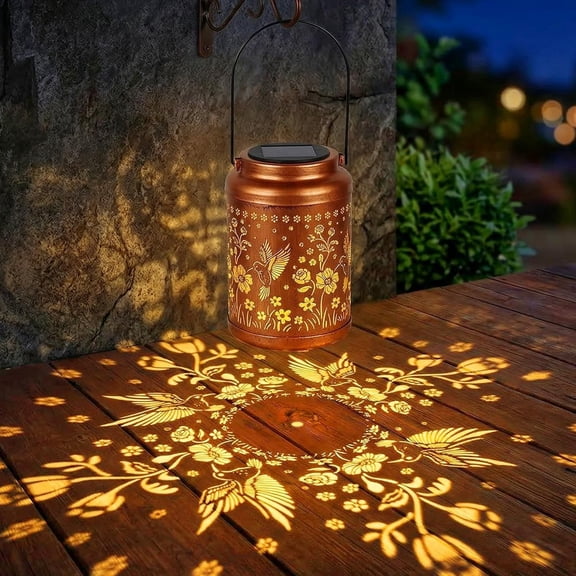 Ninonly Hummingbird Solar Lanterns Waterproof Hollow-Out Solar Hanging Lights, Gifts for Women for Mother's Day, Birthdays