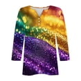 thumbnail image 5 of BiZtdJrK 2025 Mardi Gras Shirt for Women New Orleans Carnival Theme Outfits 3/4 Sleeve V Neck Blouse Tshirt Parade Costume Tops Purple S Big Sale Days, 5 of 6
