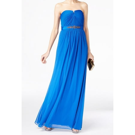 Adrianna Papell NEW Blue Womens Size 6 Strapless Ruched Gown Dress