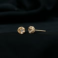 thumbnail image 4 of Rosec Jewels Round Morganite Solitaire Stud Earrings with Diamond (1.25 CT, AAA Grade), 10K Yellow Gold, 4 of 8