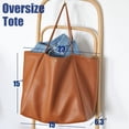 thumbnail image 3 of Bolso de mano HOXIS Oversize de piel sintética para mujer naranja-marrón, 3 of 7