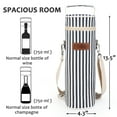 thumbnail image 5 of Single Wine Cooler Bags - Insulated & Padded Portable Wine Tote Carrier for Travel, BYOB Restaurant, Wine Tasting, Party, Great Christmas Gift for Wine Lover, Blue Stripe, 5 of 7