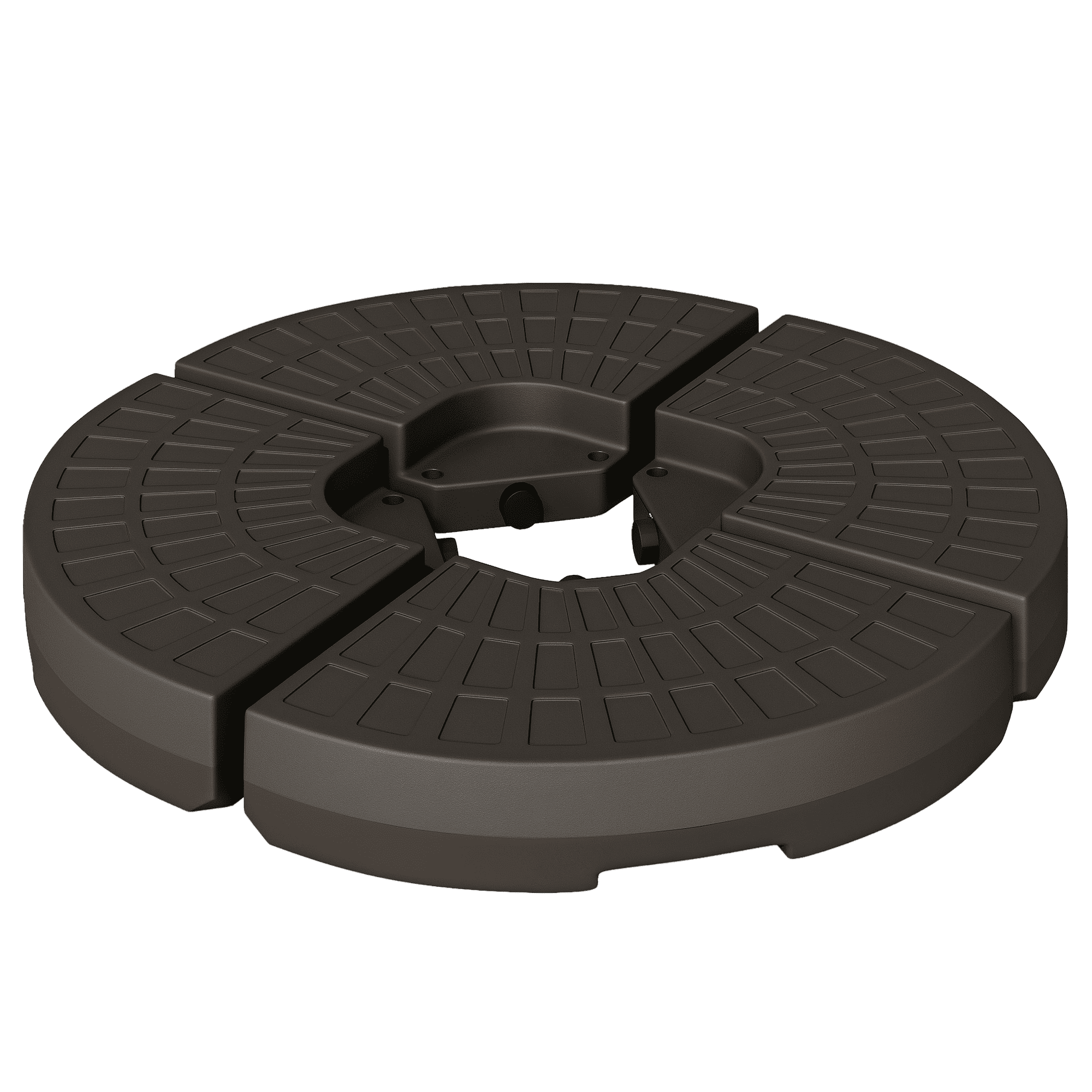 Outsunny 4 Pieces Cantilever Patio Umbrella Base, Fan Shaped Umbrella Weight w/ Built-In Handles & Rugged Material, Coffee