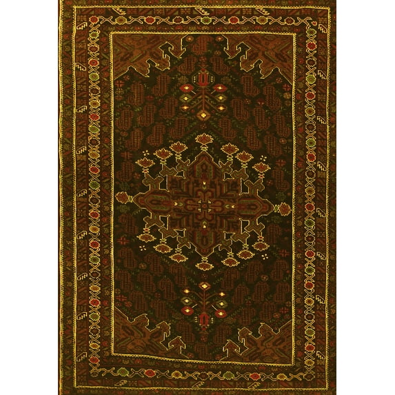Ahgly Company Indoor Rectangle Persian Yellow Traditional Area Rugs, 7' x 10'