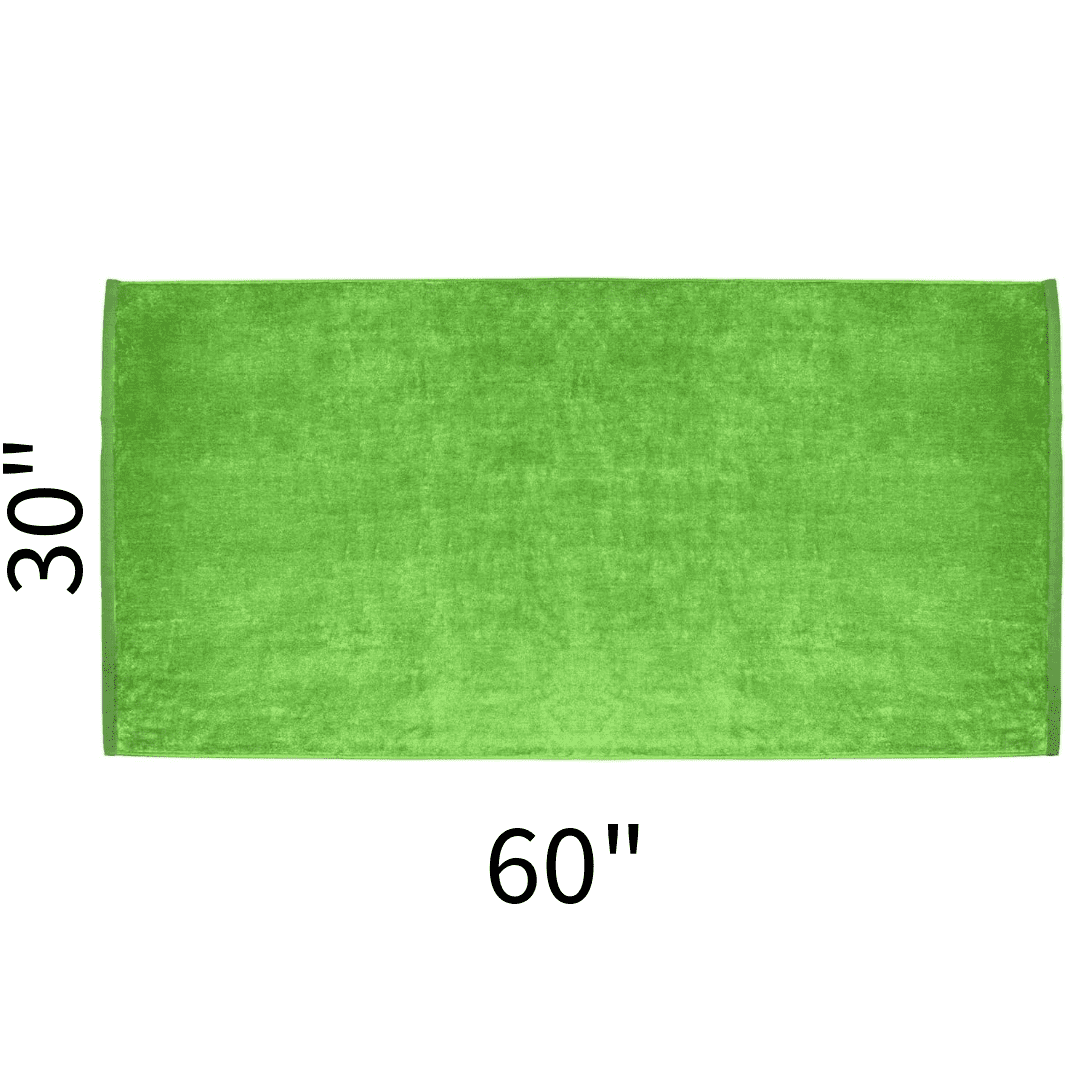 ELEGANI Oversized Large Terry Velour Beach Towel - Lime Green - 35” x 60” - 100% Ring Spun Cotton