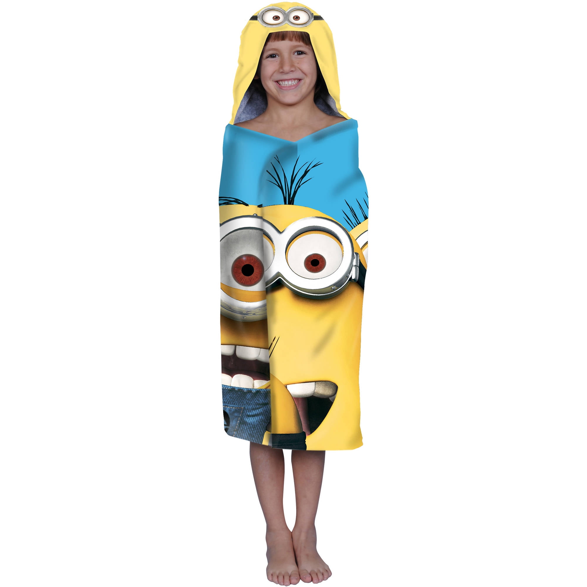 Details about   Despicable Me Minion 24" x 50" Hooded Towel Wrap For Kids