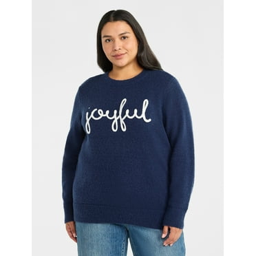 Terra & Sky Women's Plus Holiday Talking Sweater, Midweight, Sizes 0X-4X