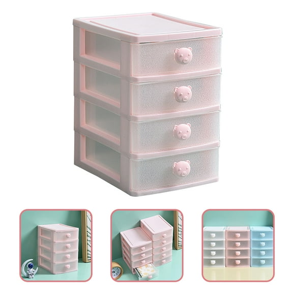 IDEANATEGRATE Caja Organizadora Rosa Para Escritorio Con Cajones Para Almacenar Cosméticos Y Objetos Personales