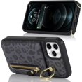 thumbnail image 3 of iPhone 11 Pro Max Case for Women with Card Holder,iPhone 11 Pro Max Phone Case Wallet with Strap,Crossbody Lanyard Cases with Credit Card Slots Kickstand Case Ring Holder,6.5" Black Leopard, 3 of 13