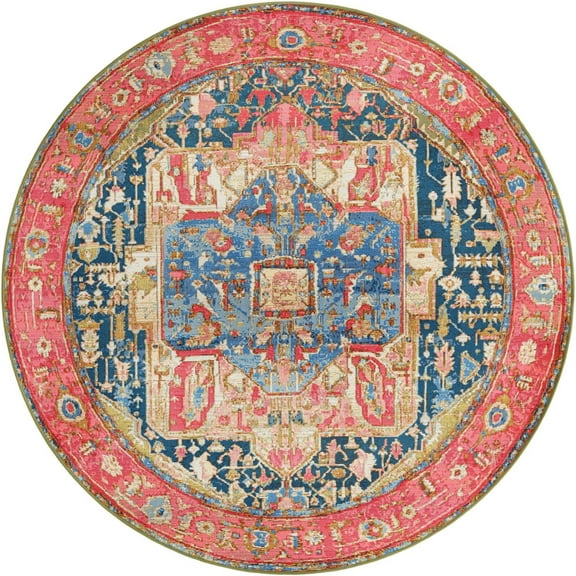 Unique Loom Outdoor Traditional Collection Area Rug - Limon (6' 1" Round Multi/Red)