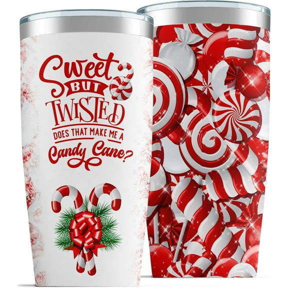 Christmas Gifts for Women-20 oz Stainless Steel Insulated Travel Tumbler Coffee Mug Cup-Funny Christmas Gifts for Mom, Dad, Son, Daughter, Women, Men (Candy Cane)