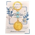 thumbnail image 1 of Llavero perla azul San Benito Greca Chapa De Oro recuerdo con tarjeta personalizada para bautizo, primera comunión, confirmación, boda, xv años,etc.Paquete de 5 Piezas, 1 of 5