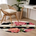 thumbnail image 4 of Round Rugs 4Ft, Flower Stripes Round Area Rug Washable Indoor Throw Carpet, Black White Geometric Pink Rose Floral Soft Non Slip Circle Rug for Kitchen Nursery Room Home Decor Aesthetic, 4 of 8