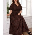 thumbnail image 3 of AURA Women Plus Size Leopard Print Maxi Dress Elegant V Neck Long Sleeve Dress, 3 of 10
