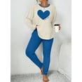 thumbnail image 3 of Plus Size Heart Fitted Long Sleeve And Long Pants Loungewear Set, 3 of 6