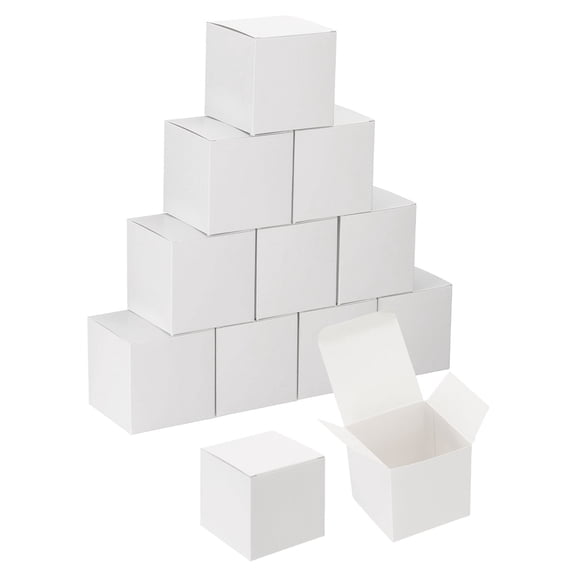 Uxcell 2x2x2 Inch Mini Kraft Paper Storage Box, 10Pcs Small Square Paper Gift Package Mini Party Favor Boxes for Bridesmaids Weddings Christmas Holidays Birthdays, White