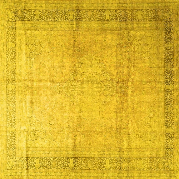 Ahgly Company Indoor Square Persian Yellow Traditional Area Rugs, 8' Square