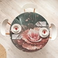 thumbnail image 3 of Ambesonne Floral Fitted Round Tablecloth, Bold Flower Futuristic Style, 45"- 56" Diameter, Grey Teal and Coral, 3 of 4