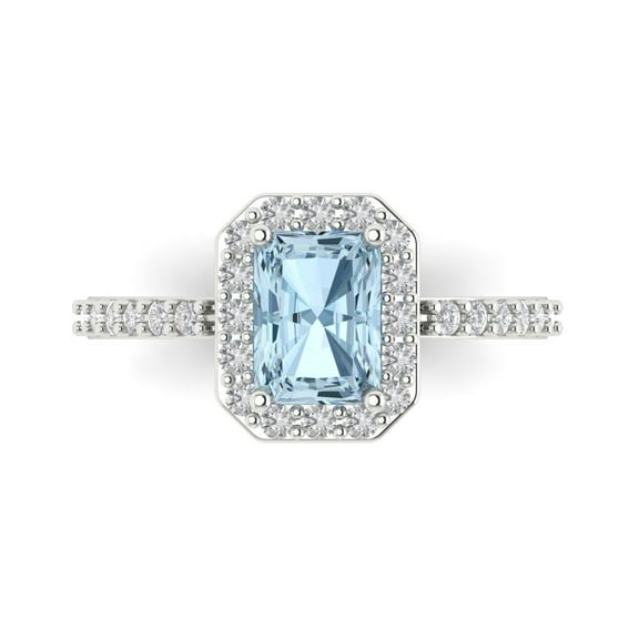 Solitaire with Accents Engagement Ring for Women - 1.92ct Natural Sky Blue Topaz in 18K White Gold Promise Ring