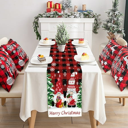 

AOOOWER Christmas Table Runner Xmas Festival Party Background Decor Wedding Accessory