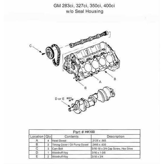Enginetech HK100 Engine Camshaft Hardware Kit - Engine Problem Solver