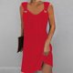 thumbnail image 4 of Mini vestido plisado sin mangas con cuello en V para mujer: informal, fluido, adecuado para fiestas/playa, se ajusta a la talla, 4 of 7