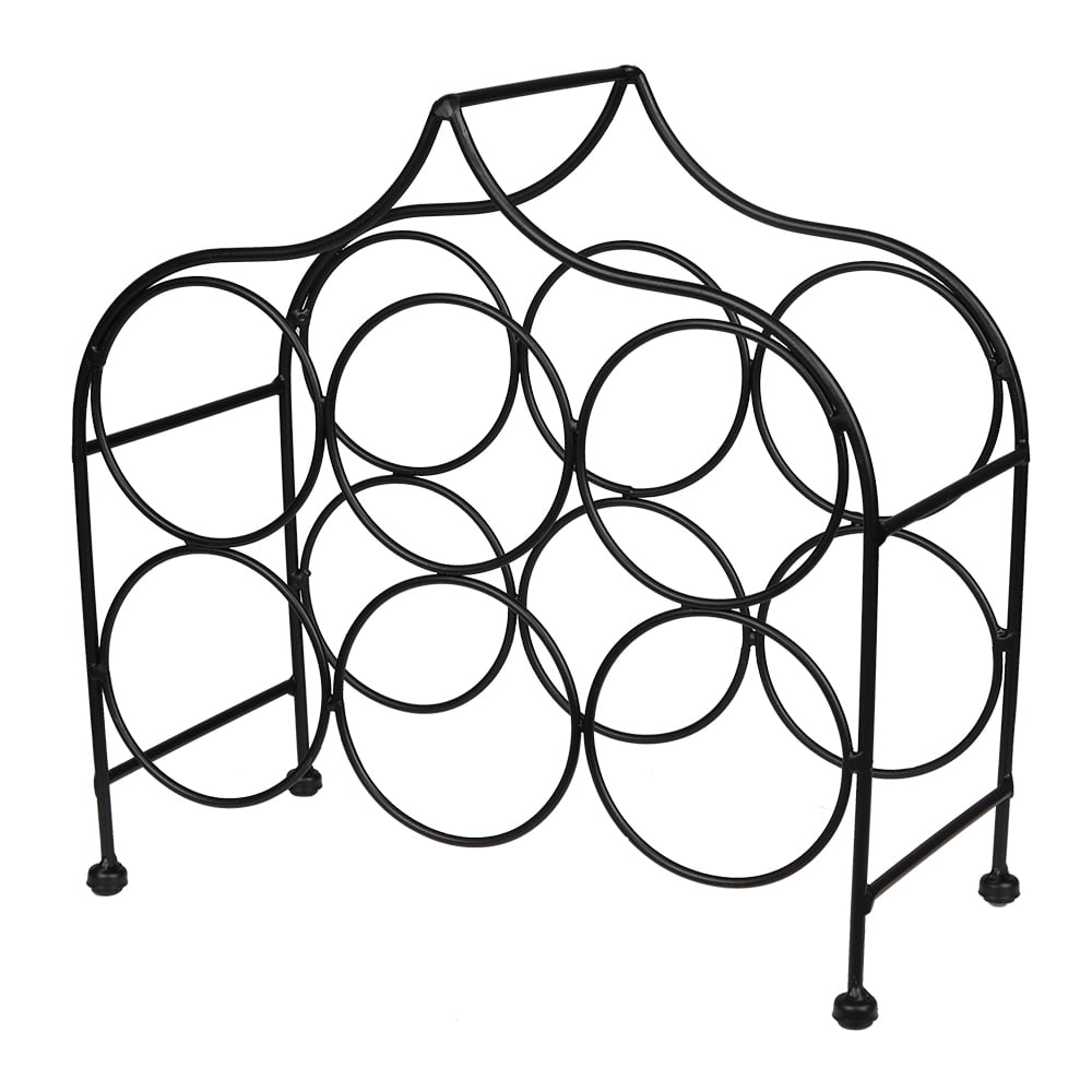 Black 6 Bottle Metal Wine Rack Freestanding Holder Storage for Home