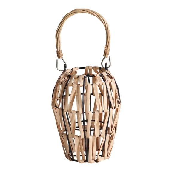 QSTDGVPW Woven Lantern with Handle Candle Holder Lantern for Home Living Room Wedding