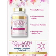 Collagen Peptides 6000 mg | 120 Caplets | Type 1 and 3 | by Carlyle