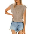 thumbnail image 4 of Sherrylily Women Cap Sleeve Sweater Summer Crew Neck Crochet Knit Tops, 4 of 6