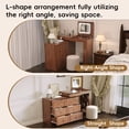thumbnail image 6 of Vanity Desk with Mirror and Lights, Makeup Vanity Table with Flip-Top Tabletop and Storage 7 Drawers, 9 Compartments, 3 Shelves, 3 Color Modes Adjustable Makeup Table for Bedroom, Walnut, 6 of 9