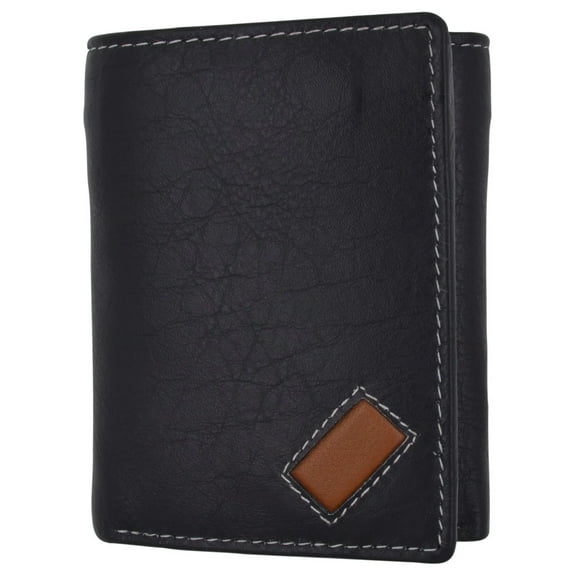 RFID Blocking Handcrafted Cowhide Genuine Leather Men's Trifold Wallet Center Flap Credit Card Wallet